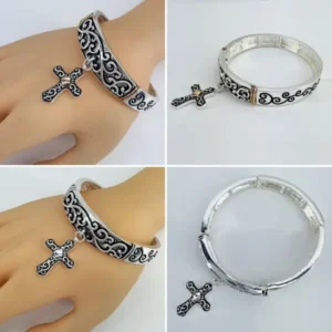 Stretchable Filigree Cross Vintage Bracelet