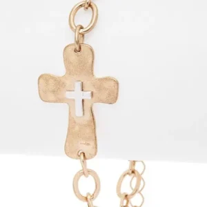 2 Tone Cross Charm Bracelet
