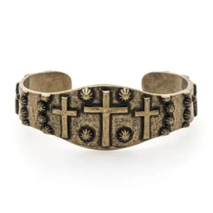 Embossed Cross Open Cuff Bangle