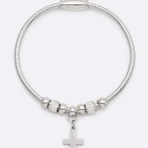 Stainless Steel Cross Charm Magnetic Bracelet