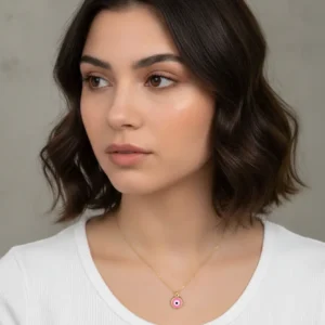 Stainless Steel Colorful Mini Evil Eye Spinner Necklace