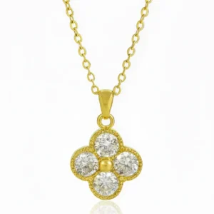 Stainless Steel Crystal Clover Necklace for Women