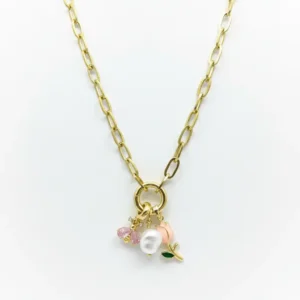 Stainless Steel Lock Removable Charm Tulip Necklace