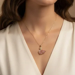 Stainless Steel Pink Swan Necklace for Women
