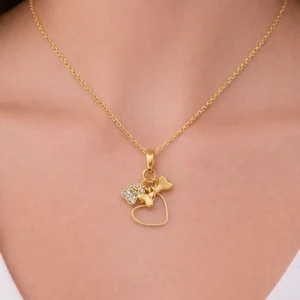 Stainless Steel Heart Paw Necklace for Women