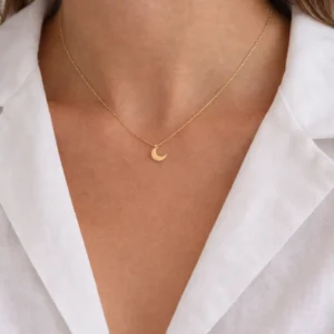 Stainless Steel Mini Moon Necklace for Women