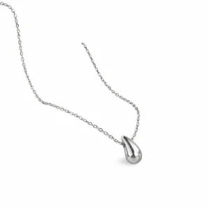 Stainless Steel Silver Teardrop Necklace for Women