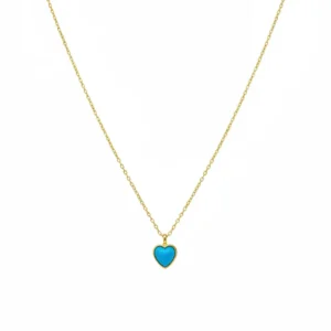 Stainless Steel Minimal Blue Stone Heart Necklace