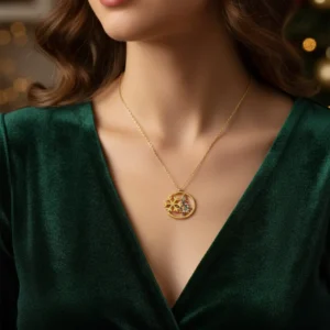 925 Sterling Silver Christmas Tree Necklace Crystal Snowflake Pendant Elegant Womens Silver Jewelry Holiday Gift Necklace