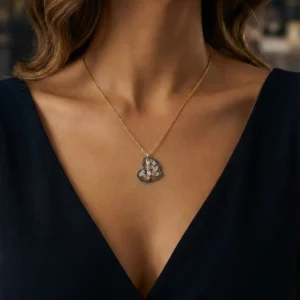 925 Sterling Silver Heart Pendant Crystal Diamond Style Necklace