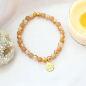 Sunstone Elastic Bracelet | 24K Lotus Flower
