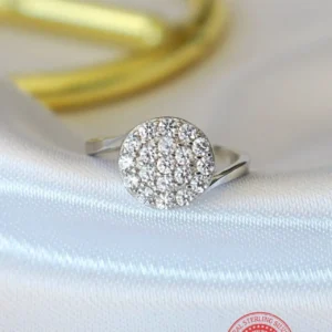 925 Silver Pave Button Ring