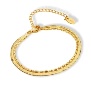 Flat Chain | 18K Two Layers Bracelet