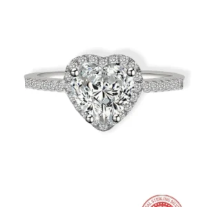 925 Silver Halo Heart Ring