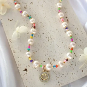 "Happy Day" | 24K Gold Freshwater Pearls & Colorful Beads Choker