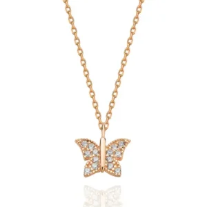 925 Sterling Silver Rose Gold Butterfly Necklace for Women Elegant Dainty Pendant Jewelry Gift