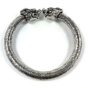 Antique Norse Bracelet With Lion Heads & Leaf Pattern