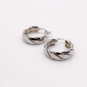 Italian Twirl Sterling Silver Hoop Earrings Elegant Twisted Design