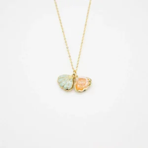Green Shell Murano Aroma Necklace - Paradise Peach | Energy & Healing | Diffuse on the go | Sterling Silver Gift