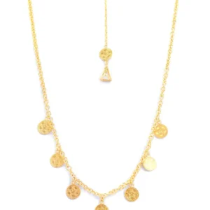 The RHEA COIN Necklace - 24k Gold Plated Artisan Necklace with Plumeria Flower Symbol