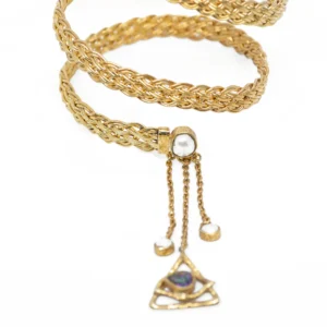 The MYSTIC Braided Arm Band - Handcrafted Pearl and Mystic Topaz