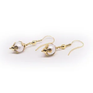 The ESTES Pearl Earrings - Elegant 24k Gold & Silver Artisan Crafted Jewelry