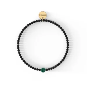 Onyx / Malachite Bracelet | Matte Black Onyx Beads with Genuine Malachite Green Gem Stone
