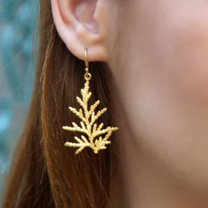 Cypress Leaf Earrings: Lightweight Gold or Silver Dangle - Elegant Nature-Inspired Jewelry