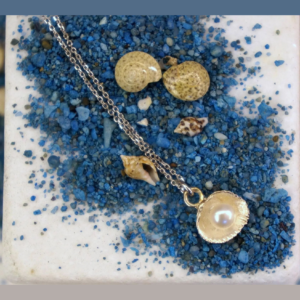 Nature-Inspired Sterling Silver Necklace with Freshwater Pearl (Dainty, Handmade)