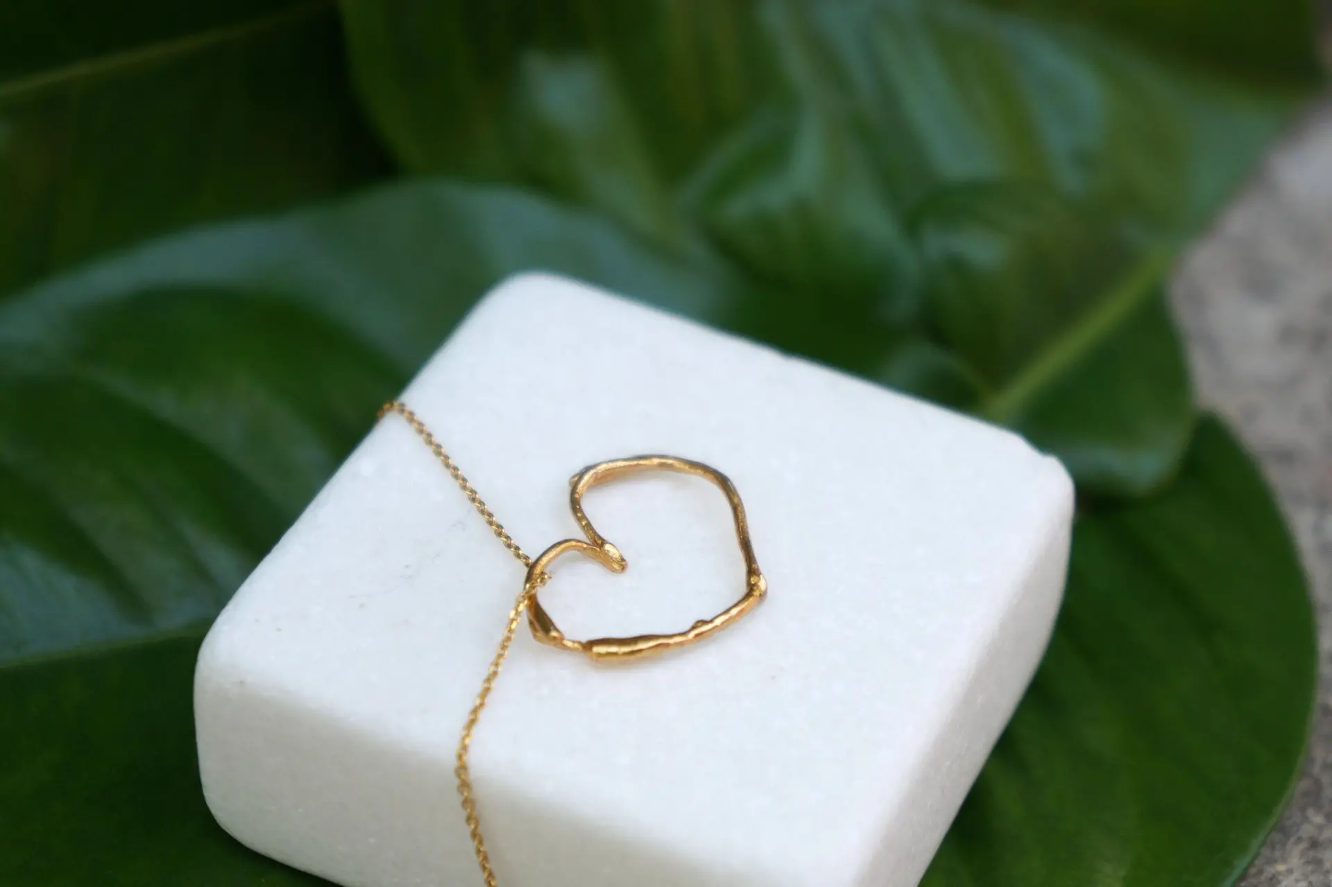 Nature-Inspired Heart Necklace, Real Jasmine Flower (Gold Plated) - Image 3