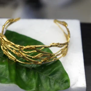 Gold Branch Bracelet, Gold-Plated Sterling Silver Jewelry, Jasmine Branch Bracelet, Handmade Gift for Her, Birthday Gift for Women