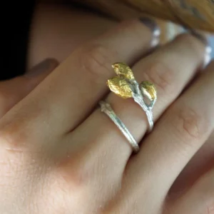 Adjustable Leaf Ring - Handmade Olive Branch Sterling Silver