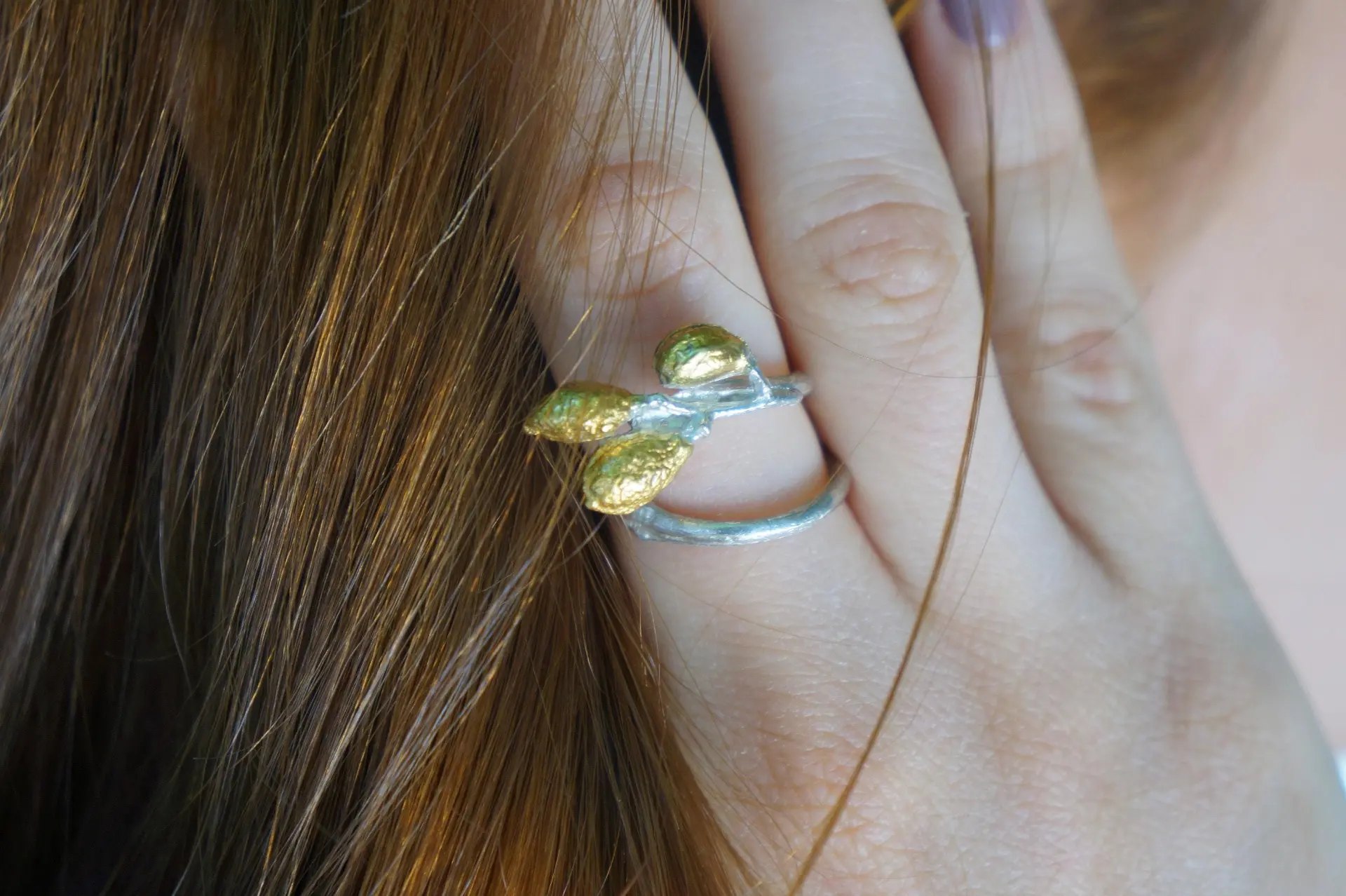 Adjustable Leaf Ring - Handmade Olive Branch Sterling Silver - Image 4