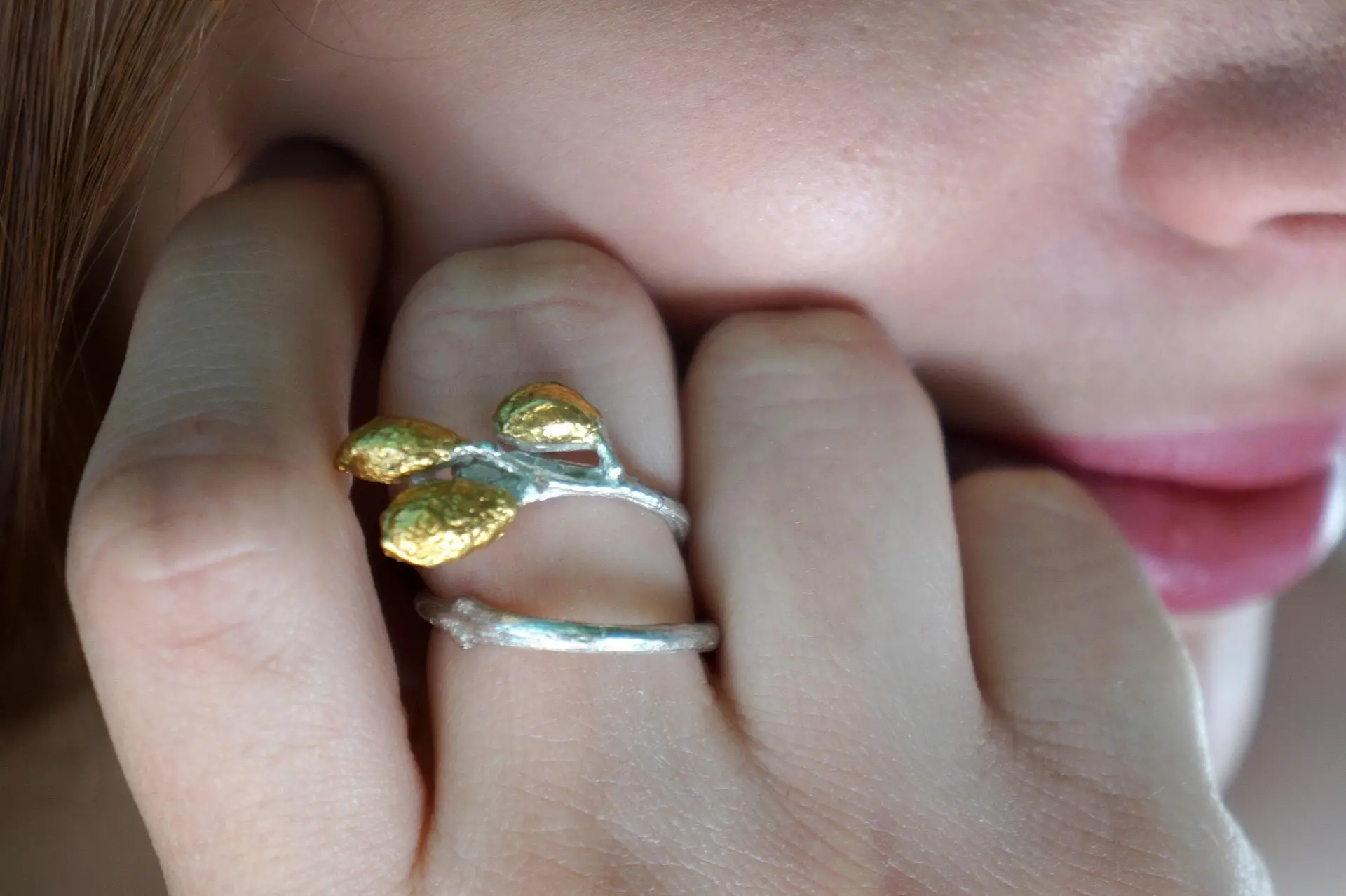 Adjustable Leaf Ring - Handmade Olive Branch Sterling Silver - Image 5