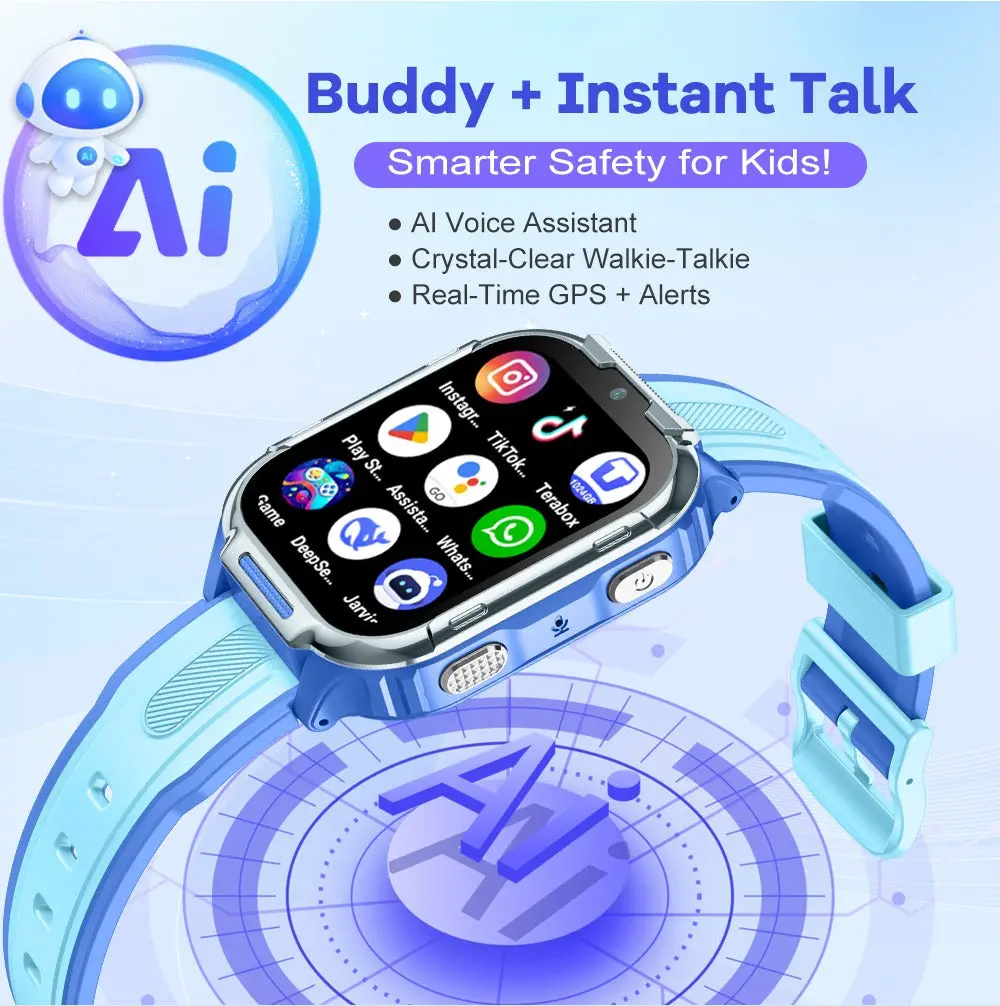 D55 Kids Smartwatch Android with GPS Tracker SIM Card Child Smart Watch for Calling, Location Tracking Safety Monitoring Smartwatch for Boys and Girls - Image 13