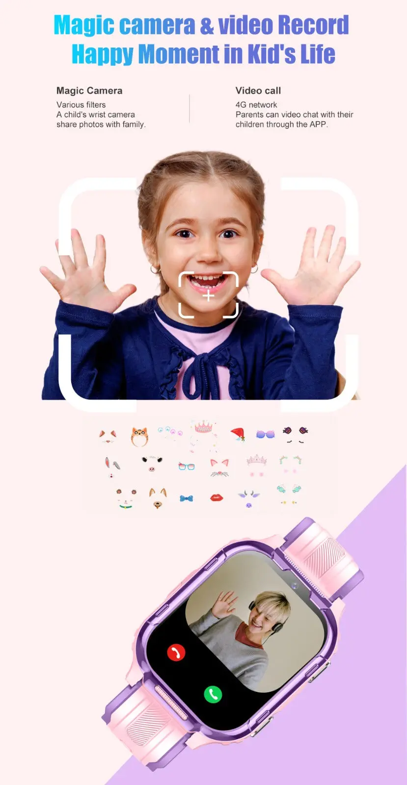D55 Kids Smartwatch Android with GPS Tracker SIM Card Child Smart Watch for Calling, Location Tracking Safety Monitoring Smartwatch for Boys and Girls - Image 16
