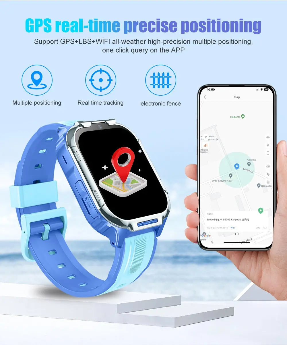 D55 Kids Smartwatch Android with GPS Tracker SIM Card Child Smart Watch for Calling, Location Tracking Safety Monitoring Smartwatch for Boys and Girls - Image 21