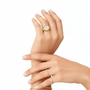 Gold Stainless Steel Quartz Ring Watch
