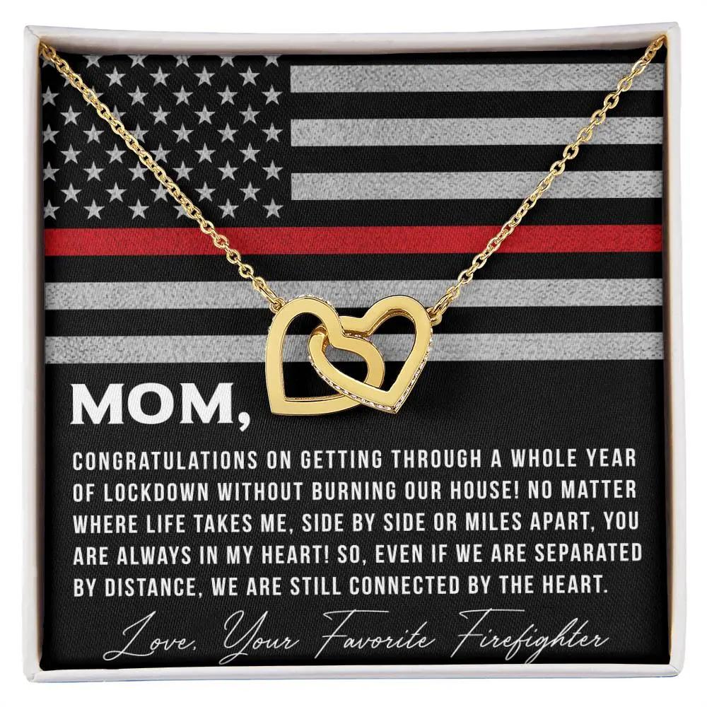 To My Mom From Favorite Firefighter - Necklace Interlocking Hearts Necklace - Image 2