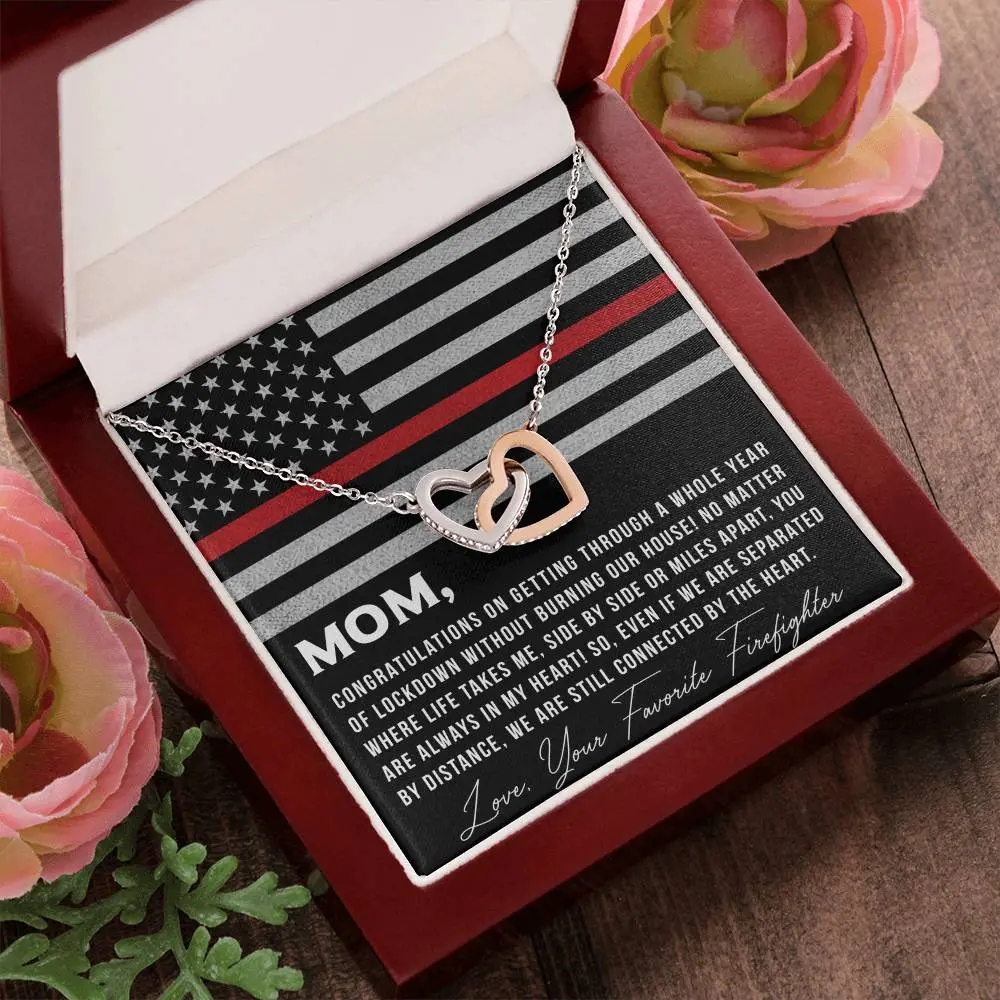 To My Mom From Favorite Firefighter - Necklace Interlocking Hearts Necklace - Image 3