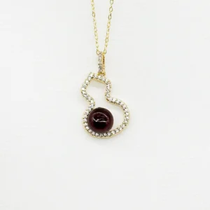 Golden Gourd Aroma Necklace - Amethyst | Energy & Healing | Diffuse on the go | Sterling Silver Chain