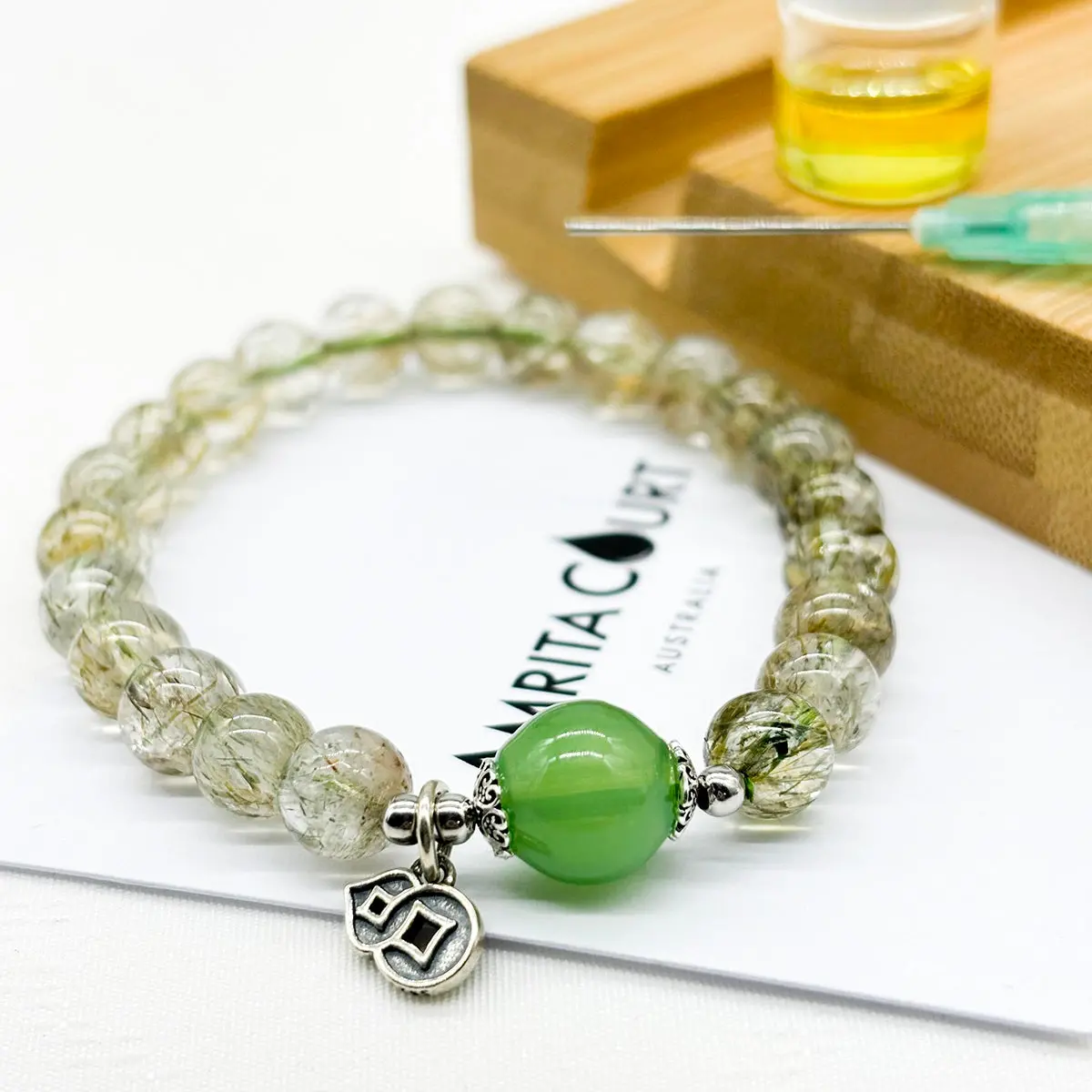 Sterling Silver Crystal Aroma Bracelet - Ghost Phantom Quartz | Energy & Healing | Diffuser Jewellery | Unique Gift - Image 5