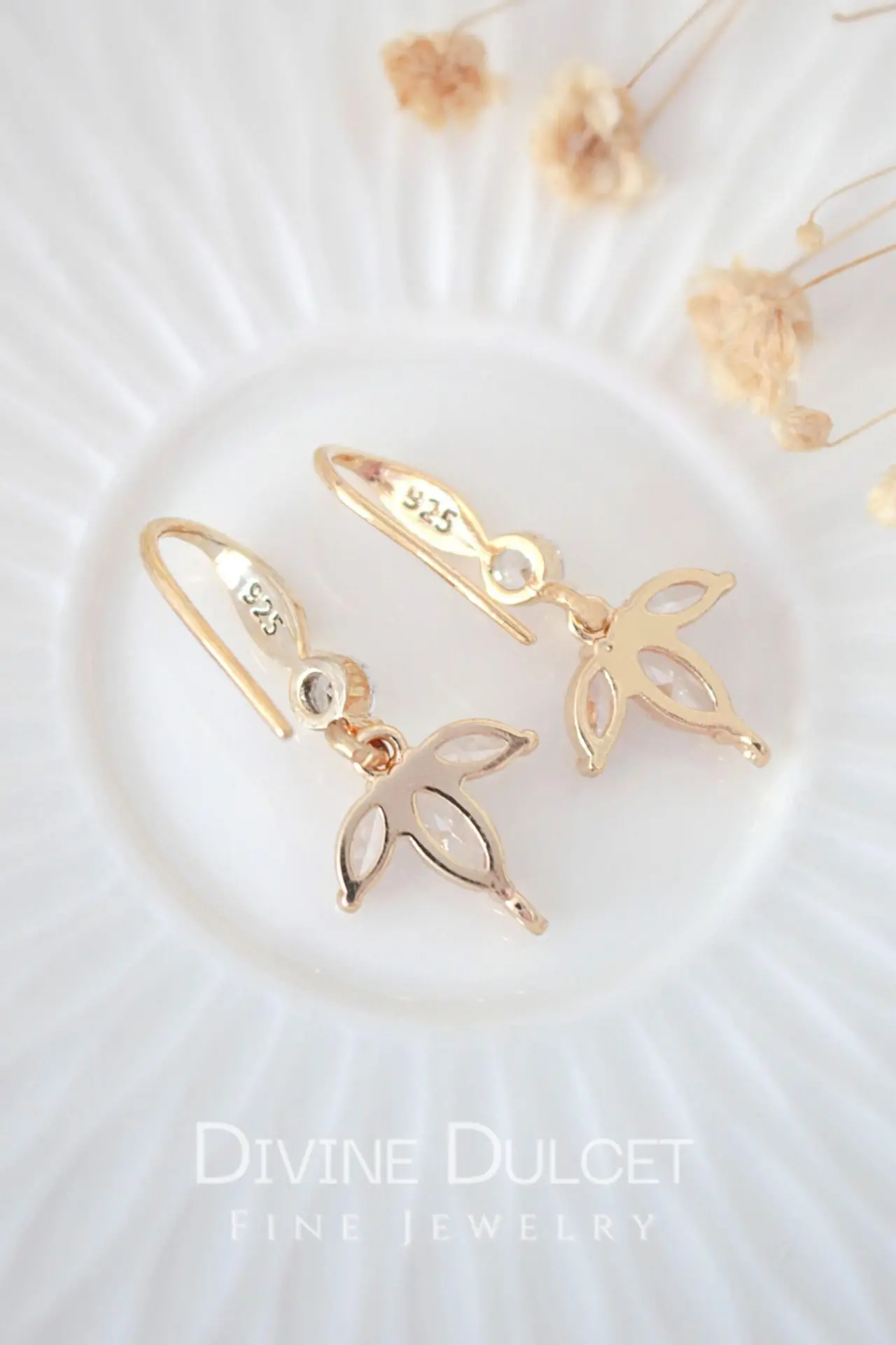 "Bloom" | 24K CZ Flower Petals Hook Earrings - Image 2