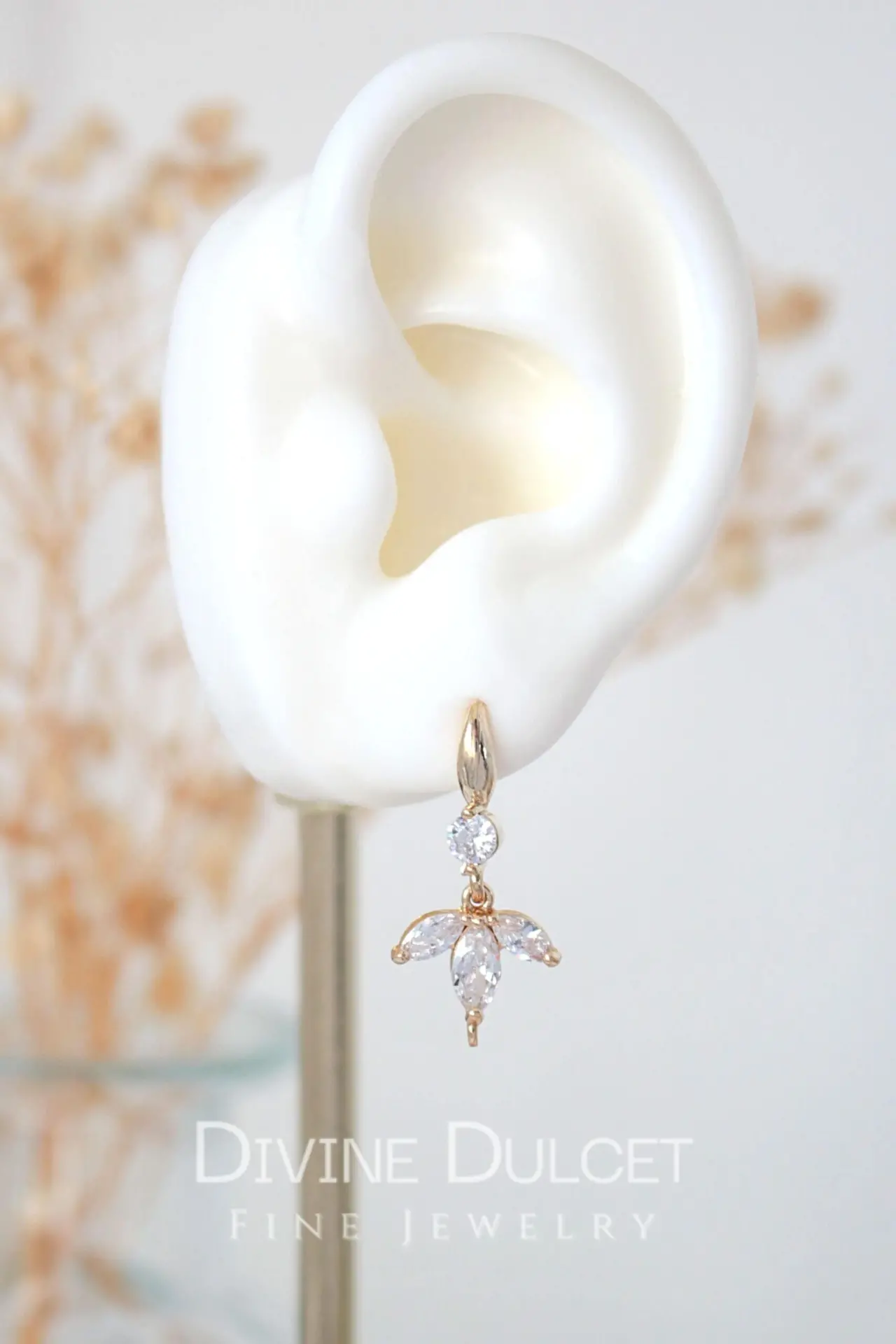 "Bloom" | 24K CZ Flower Petals Hook Earrings - Image 3