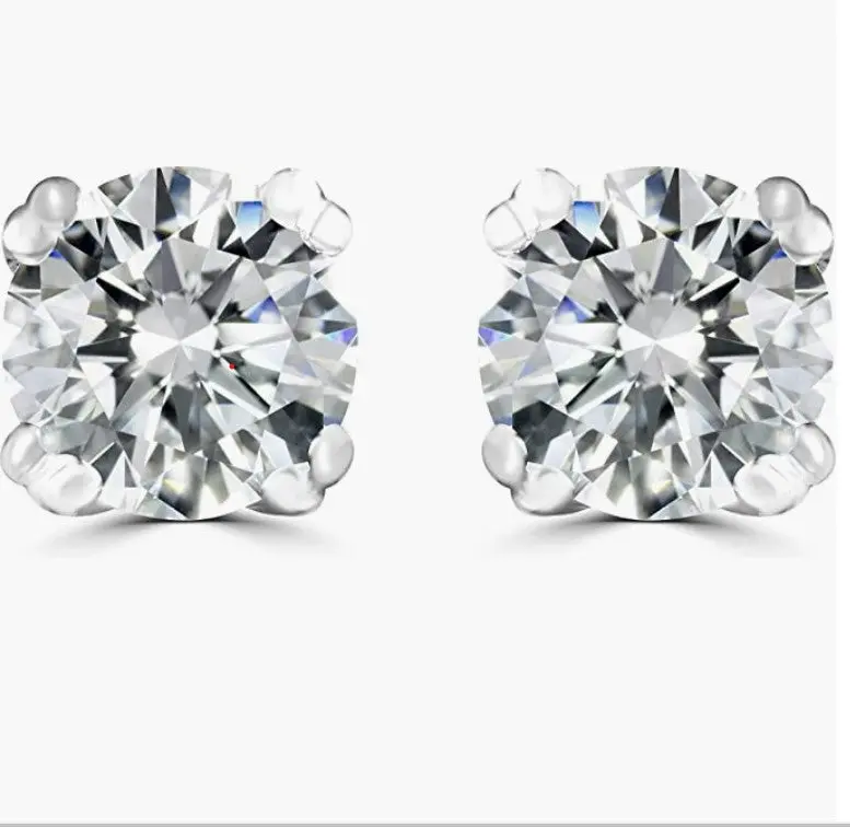 Moissanite Stud Earrings in 925 Sterling Silver 5mm, 0.78 CT