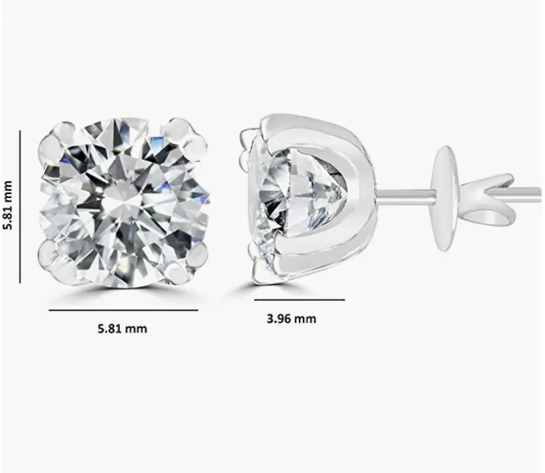 Moissanite Stud Earrings in 925 Sterling Silver 5mm, 0.78 CT - Image 2