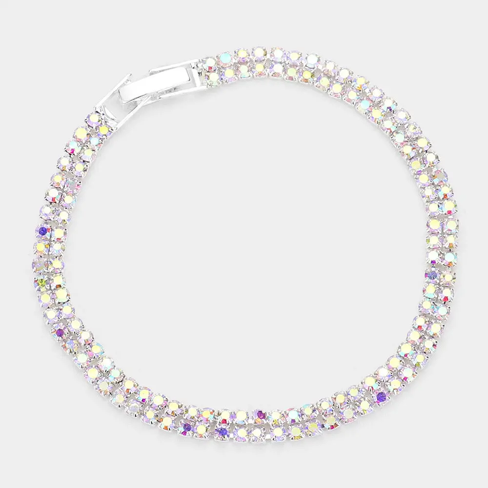 2Rows Rhinestone Evening Bracelet