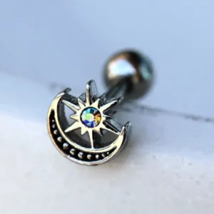 316L Stainless Steel Aurora Star and Moon Cartilage Earring