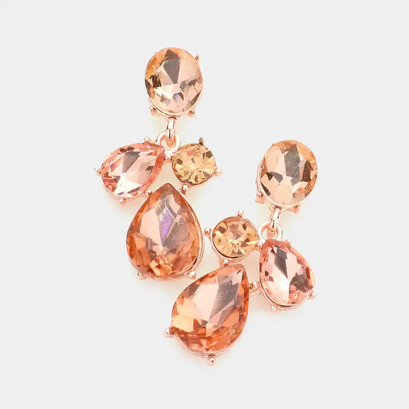 Multi Stone Link Dangle Evening Earrings - Image 3