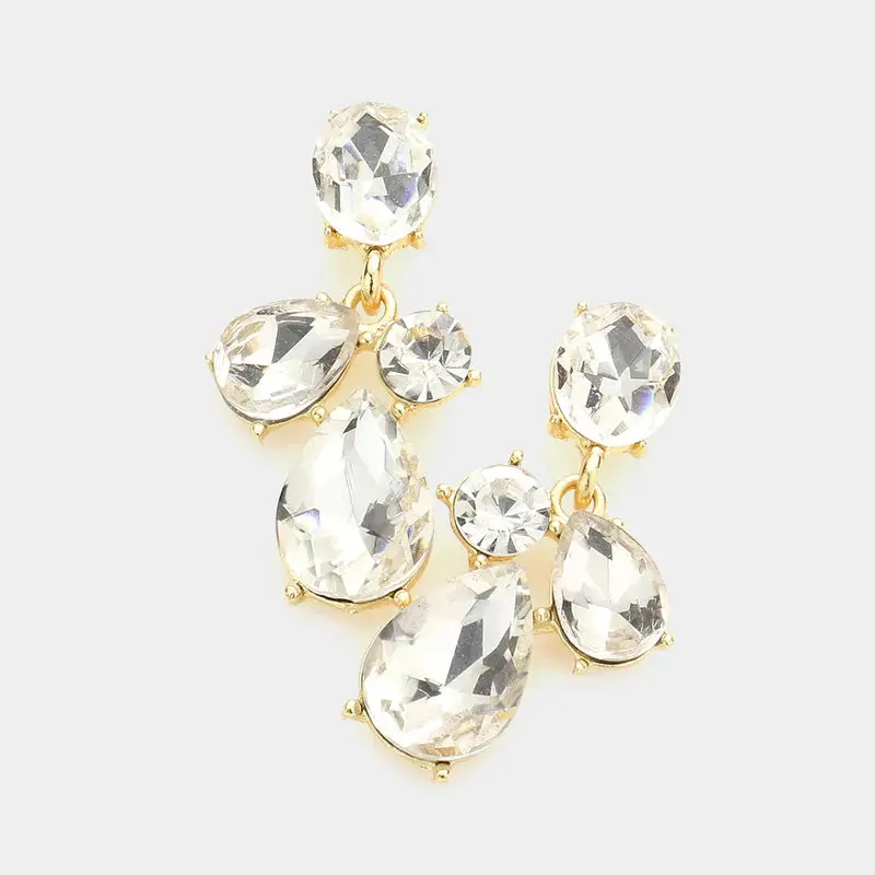 Multi Stone Link Dangle Evening Earrings - Image 4